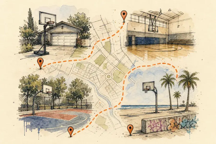 Wireless earbuds next to a basketball — no sensors, smart ball, or smartwatch required