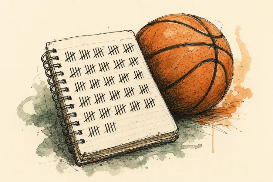 Basketball player tracking their own shot score without a camera or sensor setup